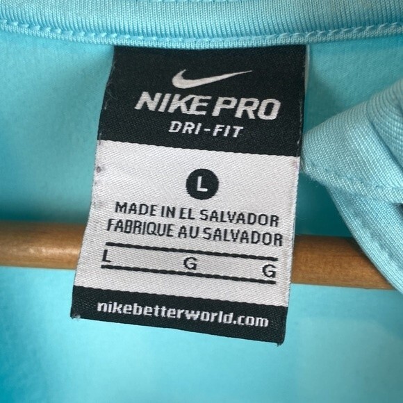 Nike Blue & Black 1/2 Zip Long Sleeve Sport Athletic Shirt Top L - Picture 6 of 7